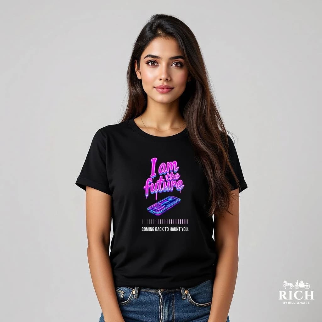 Women's Graphic T-Shirt – Trendy Short Sleeve Casual Tee with Bold Statement, 100% Cotton, 180 GSM (S to XXL) | Message: I Am the Future Coming Back to Haunt You