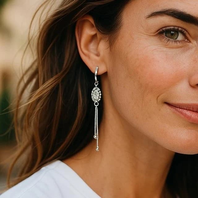 Elegant Silver Diamond-Studded Earrings for Women – Timeless Sparkle, Graceful Design & Everyday Glamour