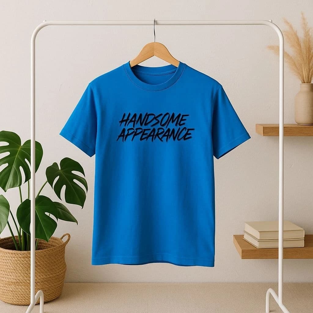Men’s Stylish Graphic Polo T-Shirt – "Handsome Appearance" Front Print & Back Design | Comfortable Trendy Casual Wear | Available in Green, Blue & Yellow
