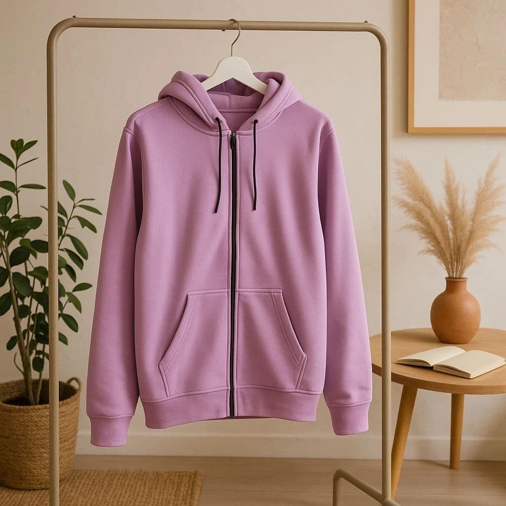 Unisex Zip-Up Hoodie – Soft Cotton Blend Hooded Sweatshirt with Kangaroo Pockets, Full Front Zipper, Drawstring Hood, Cozy Lining, Relaxed Fit, Everyday Essential for Travel, Lounge, or Streetwear Style