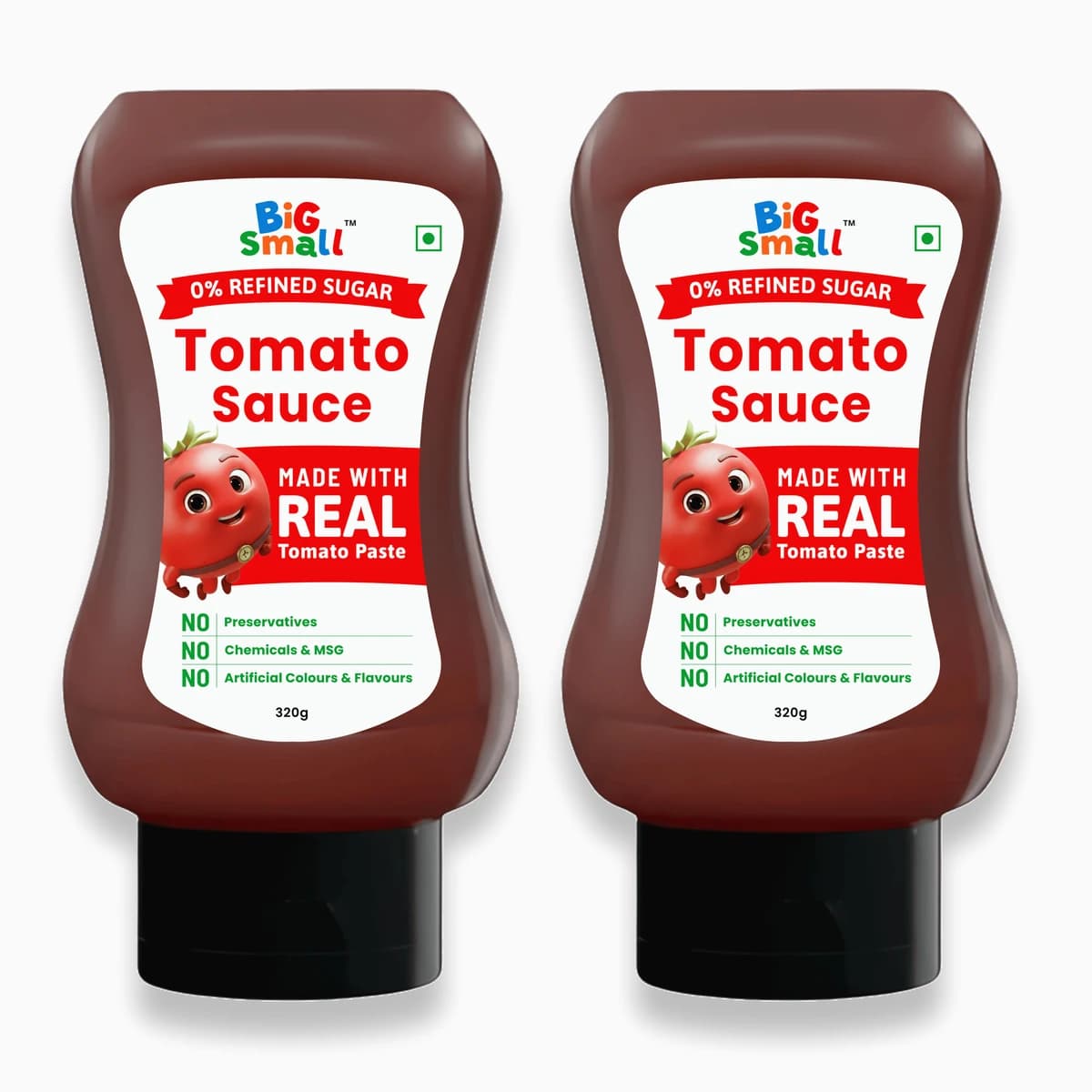 BiGSmall Tomato Sauce Squeeze Bottle for Kids | No Refined Sugar, No Added Preservatives, No Artificial Flavors, No Artificial Colors or Chemicals | Sweetened Only with Jaggery | Its 100% Vegetarian Tomato Ketchup | 320g