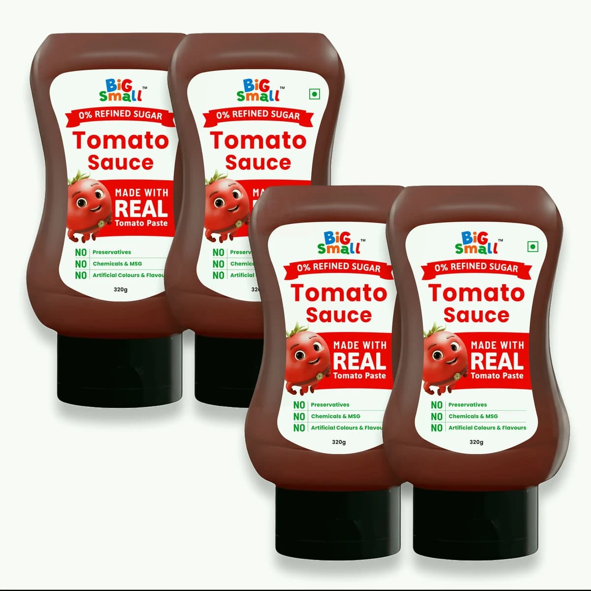 BiGSmall Tomato Sauce Squeeze Bottle for Kids | No Refined Sugar, No Added Preservatives, No Artificial Flavors, No Artificial Colors or Chemicals | Sweetened Only with Jaggery | Its 100% Vegetarian Tomato Ketchup | 320g